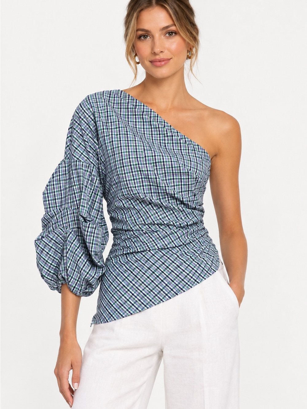 Petersyn Astor One Shoulder Ruffle Blouse